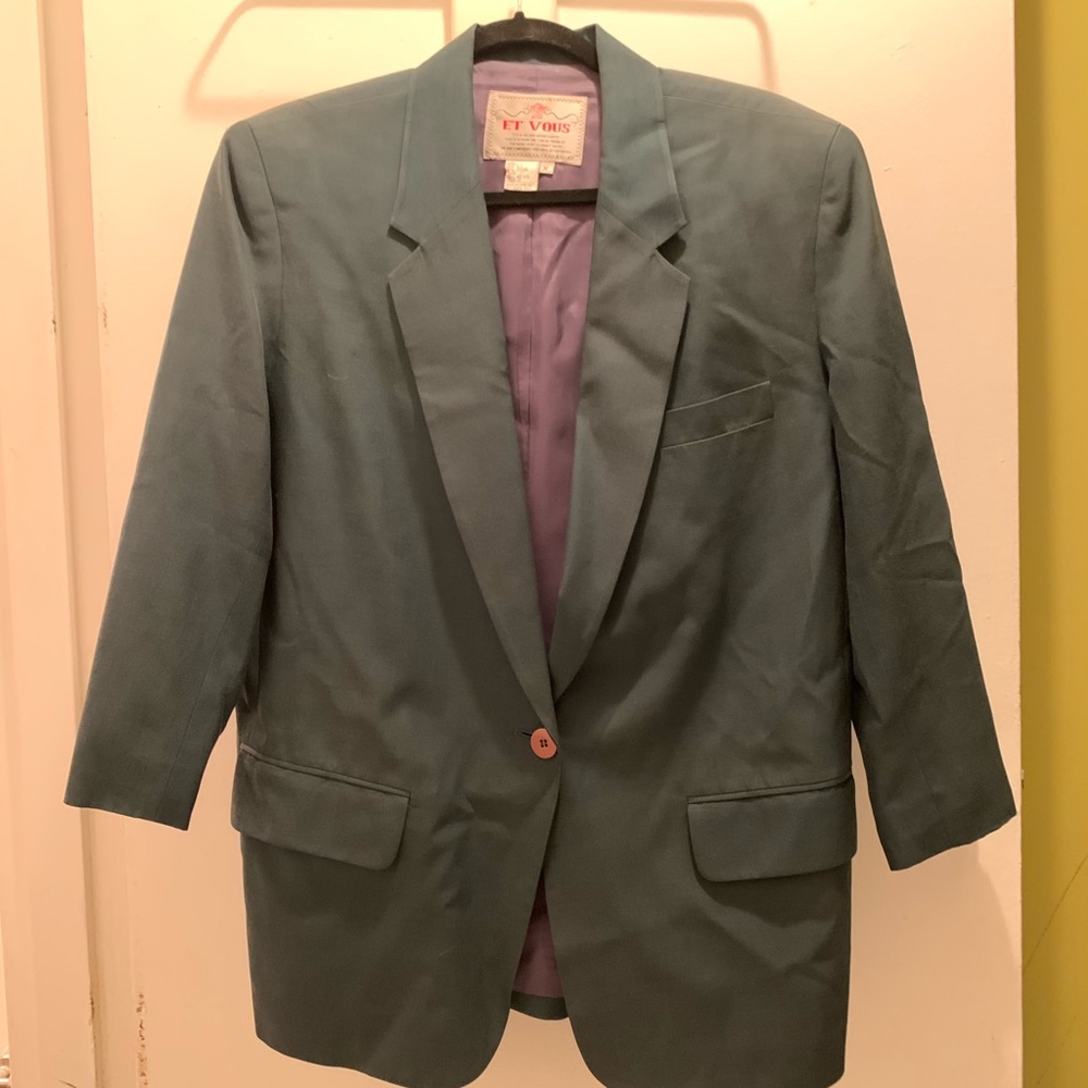 GREEN VINTAGE BLAZER - 3/4 sleeve